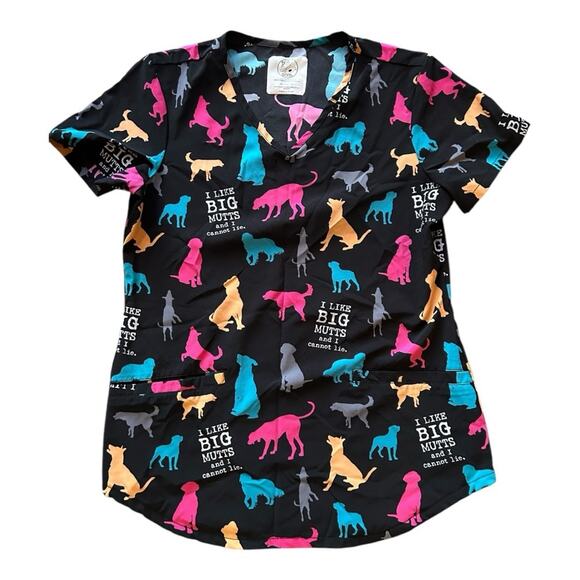 Cherokee Prints Women Medical Scrubs Top V-Neck Dog Lover top XS - Picture 3 of 8